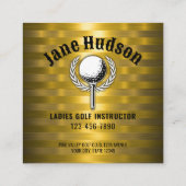 金ゴールドカスタムズストライプゴルフモノグラムデザイン スクエア名刺 (裏面)