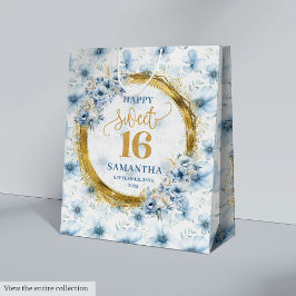 金ゴールドカスタムダスティブルースウィート16グリッターパーティーバッグ ミディアムペーパーバッグ