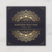 金ゴールドカスタムダーク海軍ブループロフェッショナル スクエア名刺 (正面)