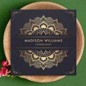 金ゴールドカスタムダーク海軍ブループロフェッショナル スクエア名刺