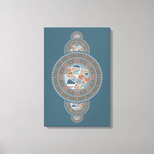 金ゴールドカスタムティール(緑がかった色)抽象芸術装飾マンダラウォール キャンバスプリント (正面)