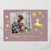 金ゴールドカスタムディアー&スノーフレークオンマウブピンク 箔シーズンカード (正面)