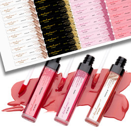 金ゴールドカスタムドリップラベル付きグリッターリップクリーム ラベル