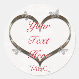 金ゴールドカスタムハートバタフライモノグラムシール ラウンドシール