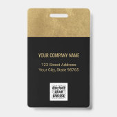 金ゴールドカスタムビジネスロゴバーコード従業員の写真 バッジ (裏面)