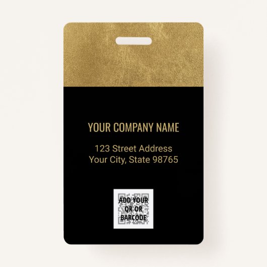 金ゴールドカスタムビジネスロゴバーコード従業員の写真 バッジ (裏面)