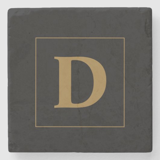 金ゴールドカスタムファミリーイニシャル付き ストーンコースター (正面)