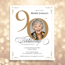 金ゴールドカスタムフォトバジェット90誕生日招待状