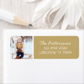 金ゴールドカスタムフォトホリデー差出人住所 ラベル (インサイチュ)