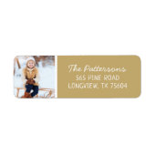 金ゴールドカスタムフォトホリデー差出人住所 ラベル (正面)