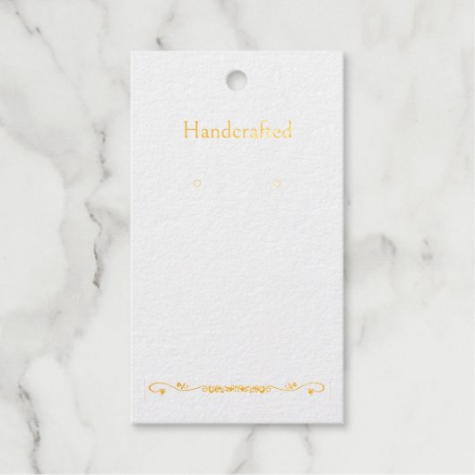 金ゴールドカスタムフローラスプレーイヤリングディスプレイカード ギフトタグ (正面)