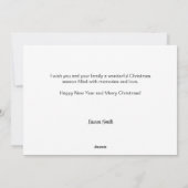 金ゴールドカスタムフローラフレームでのMerry Christmasスクリプト シーズンカード (裏面)