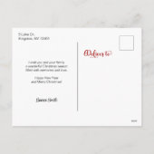 金ゴールドカスタムフローラフレームでのMerry Christmasスクリプト シーズンポストカード (裏面)