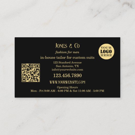 金ゴールドカスタムブラック写真メンズファッション小売業 名刺 (裏面)