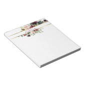 金ゴールドカスタムブルゴーニュ海軍ボーホーフローラブーケ ノートパッド (アングル)