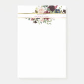 金ゴールドカスタムブルゴーニュ海軍ボーホーフローラブーケ ポストイット (正面)