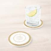 金ゴールドカスタムプロモーションのビジネスロゴのブランド コースター (側面)