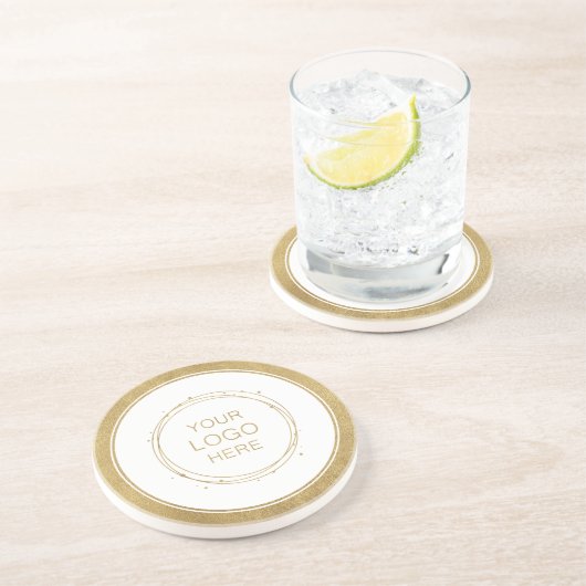 金ゴールドカスタムプロモーションのビジネスロゴのブランド コースター (側面)