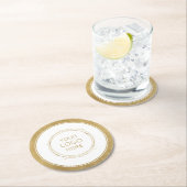 金ゴールドカスタムプロモーションのビジネスロゴのブランド ラウンドペーパーコースター (インサイチュ)