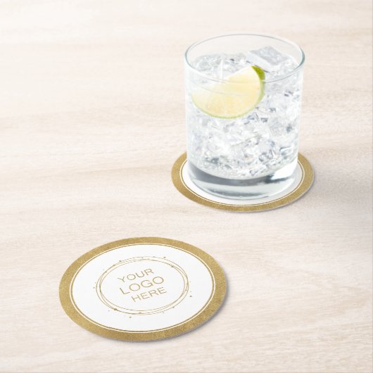 金ゴールドカスタムプロモーションのビジネスロゴのブランド ラウンドペーパーコースター (インサイチュ)