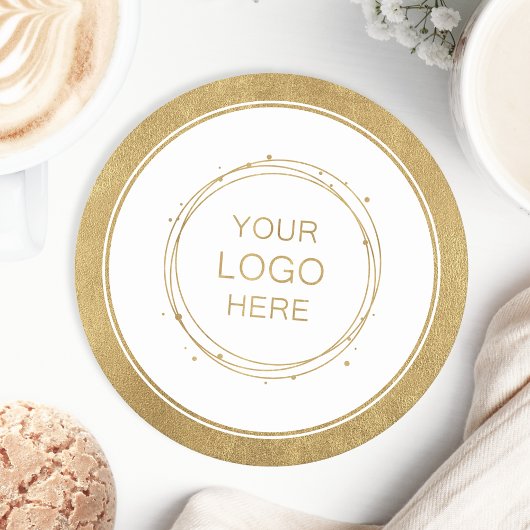 金ゴールドカスタムプロモーションのビジネスロゴのブランド ラウンドペーパーコースター