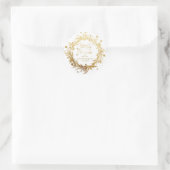 金ゴールドカスタムホワイトクリスマスユーカリリース ラウンドシール (バッグ)