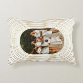 金ゴールドカスタムホワイト写真家族クリスマス アクセントクッション (正面)