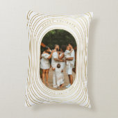 金ゴールドカスタムホワイト写真家族クリスマス アクセントクッション (裏面(縦))
