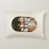 金ゴールドカスタムホワイト写真家族クリスマス アクセントクッション (裏面)