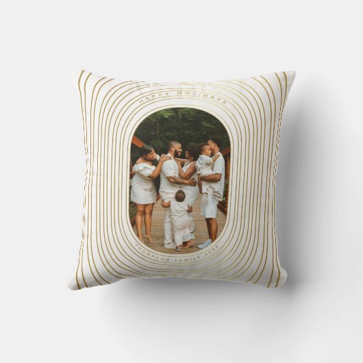 金ゴールドカスタムホワイト写真家族クリスマス クッション (裏面)