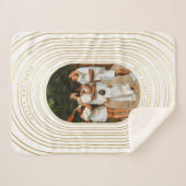 金ゴールドカスタムホワイト写真家族クリスマス シェルパブランケット (正面(横))