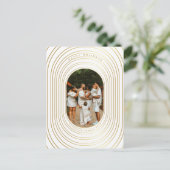 金ゴールドカスタムホワイト写真家族クリスマス シーズンポストカード (スタンド正面)