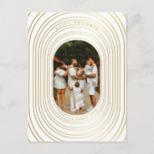 金ゴールドカスタムホワイト写真家族クリスマス シーズンポストカード (正面)