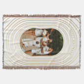 金ゴールドカスタムホワイト写真家族クリスマス スローブランケット (正面)