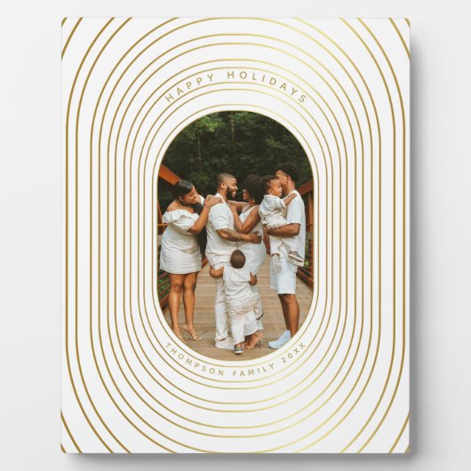金ゴールドカスタムホワイト写真家族クリスマス フォトプラーク (正面)
