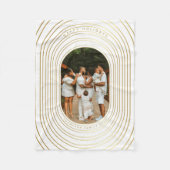 金ゴールドカスタムホワイト写真家族クリスマス フリースブランケット (正面)