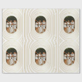 金ゴールドカスタムホワイト写真家族クリスマス ラッピングペーパー (フラット)