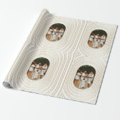 金ゴールドカスタムホワイト写真家族クリスマス ラッピングペーパー (アンロールド)