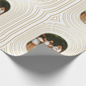 金ゴールドカスタムホワイト写真家族クリスマス ラッピングペーパー (角)