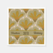 金ゴールドカスタムマイルストーン30番目のフローラ誕生日ナプキンス スタンダードカクテルナプキン (正面)