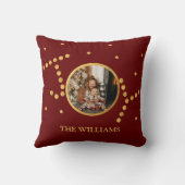 金ゴールドカスタムマルーン赤クリスマスホリデー クッション (裏面)