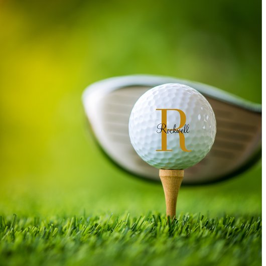 金ゴールドカスタムモノグラム名イニシャルゴルフボール ゴルフボール