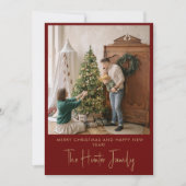 金ゴールドカスタムレッドとミニマリストArchファミリー写真 シーズンカード (正面)