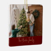 金ゴールドカスタムレッドとミニマリストArchファミリー写真 セラミックオーナメント (右)