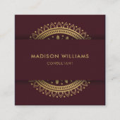 金ゴールドカスタムレッドマルーンパープルプロフェッショナル スクエア名刺 (正面)