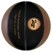 金ゴールドカスタムロゴ会社ブランドブラック バスケットボール (縦)