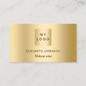 金ゴールドカスタムロゴ写真QrコードSNS 名刺 (正面)