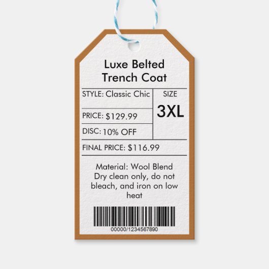 金ゴールドカスタムロゴ小規模企業の割引価格ラベル ギフトタグ (正面)