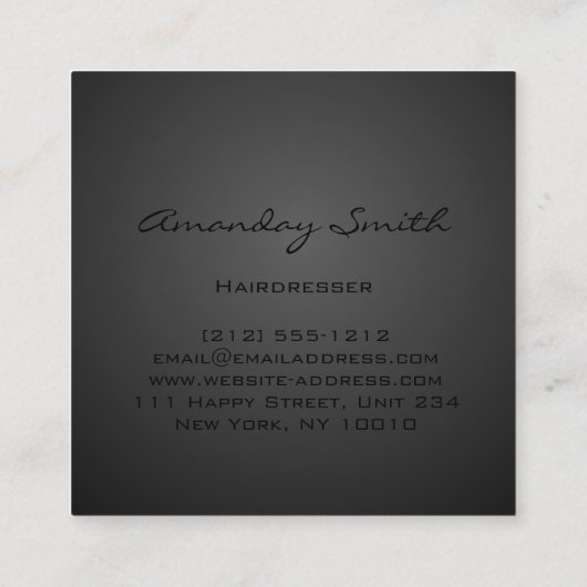 金ゴールドカスタムロゴ美容師プロフェッショナル スクエア名刺 (裏面)