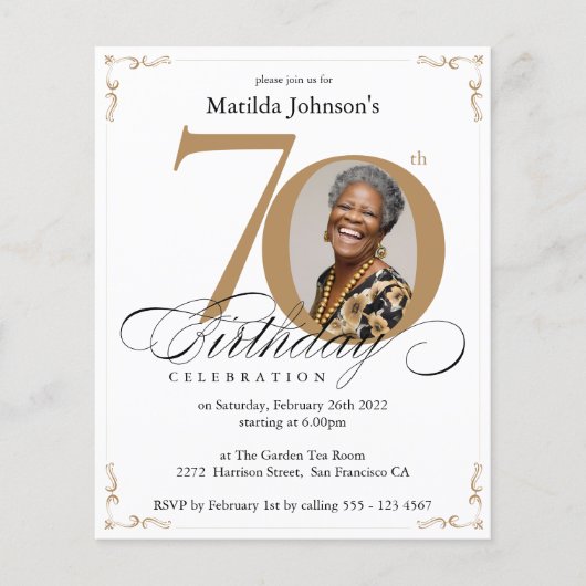金ゴールドカスタム写真予算70th誕生日パーティー (正面)